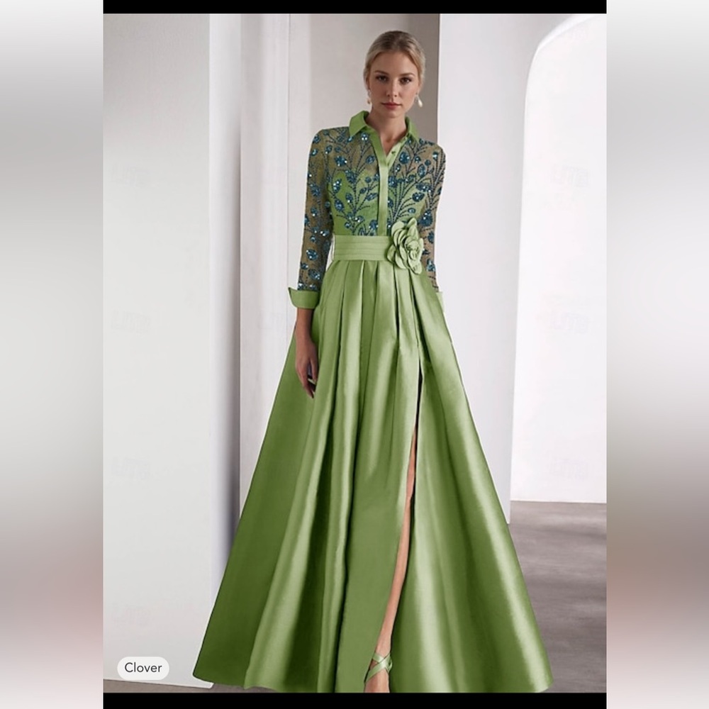 Chic Embroidered Green Maxi Dress
